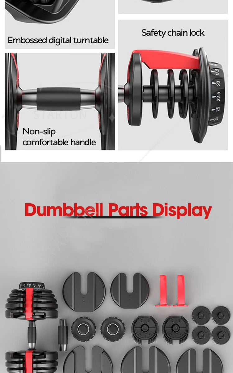 Home Gym Commercial Weightlifting Exercise Equipment Customizable Commercial Rack 24kg 40kg Adjustable Dumbbells Set