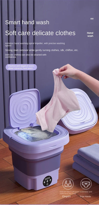 Mini faltbare Waschmaschine Tragbar für Babys und Kinder, Socken, Unterwäsche 8L, kleine automatische Modi, Wäschesack