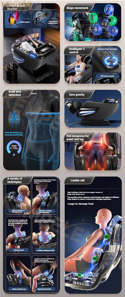 4D+ Jade 6-Rollen Massagesessel – Schwerelosigkeit, Thai-Stretch, KI-Sprache, 3 Jahre Garantie