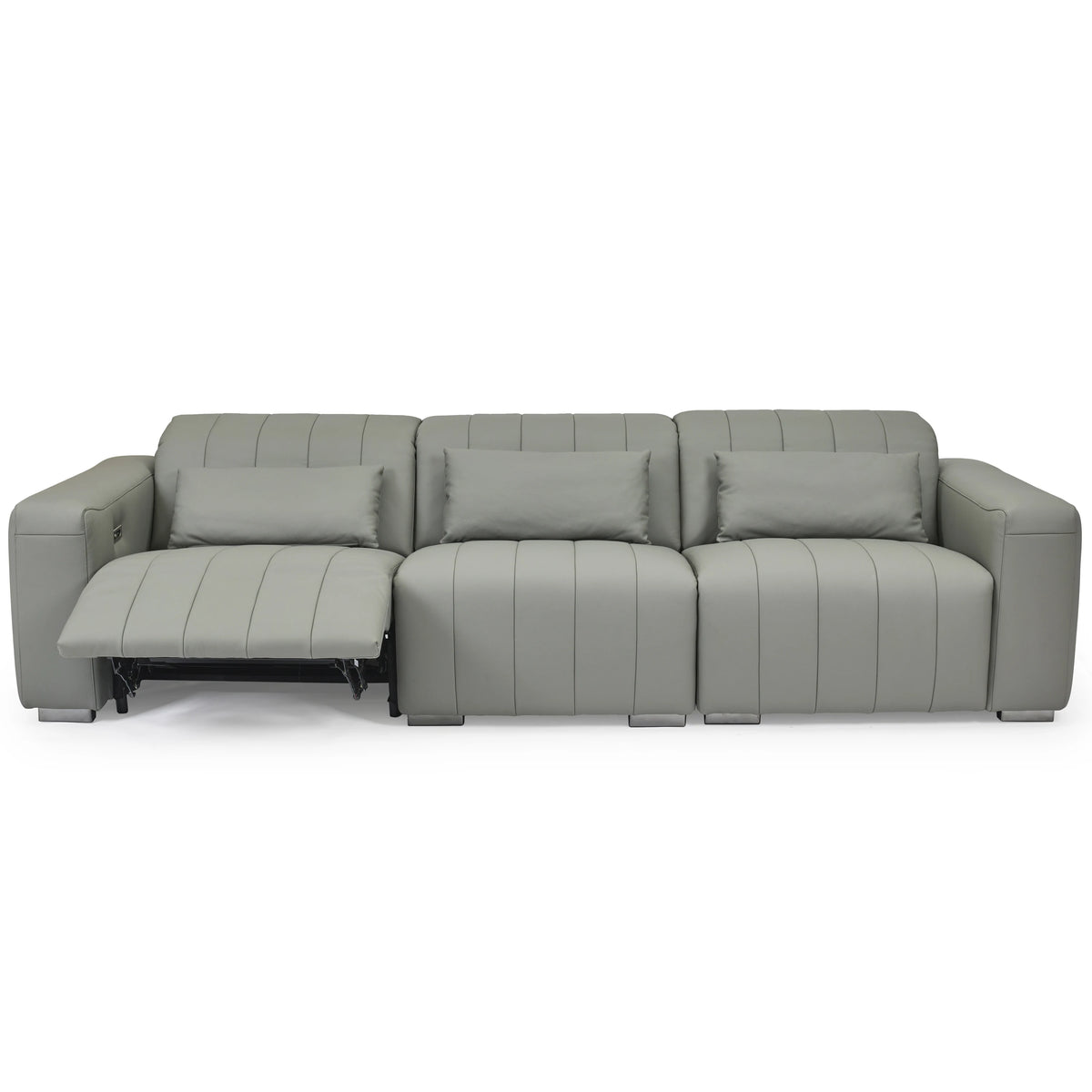 Dark Grey Genuine Leather Sectional Couches Luxury Electric Reclining Living Room Sofa