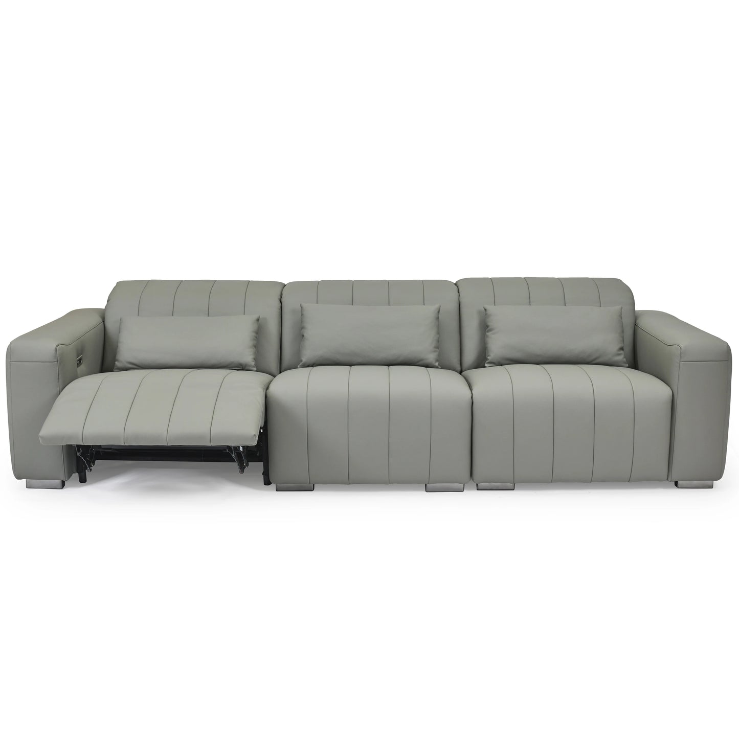 Dark Grey Genuine Leather Sectional Couches Luxury Electric Reclining Living Room Sofa