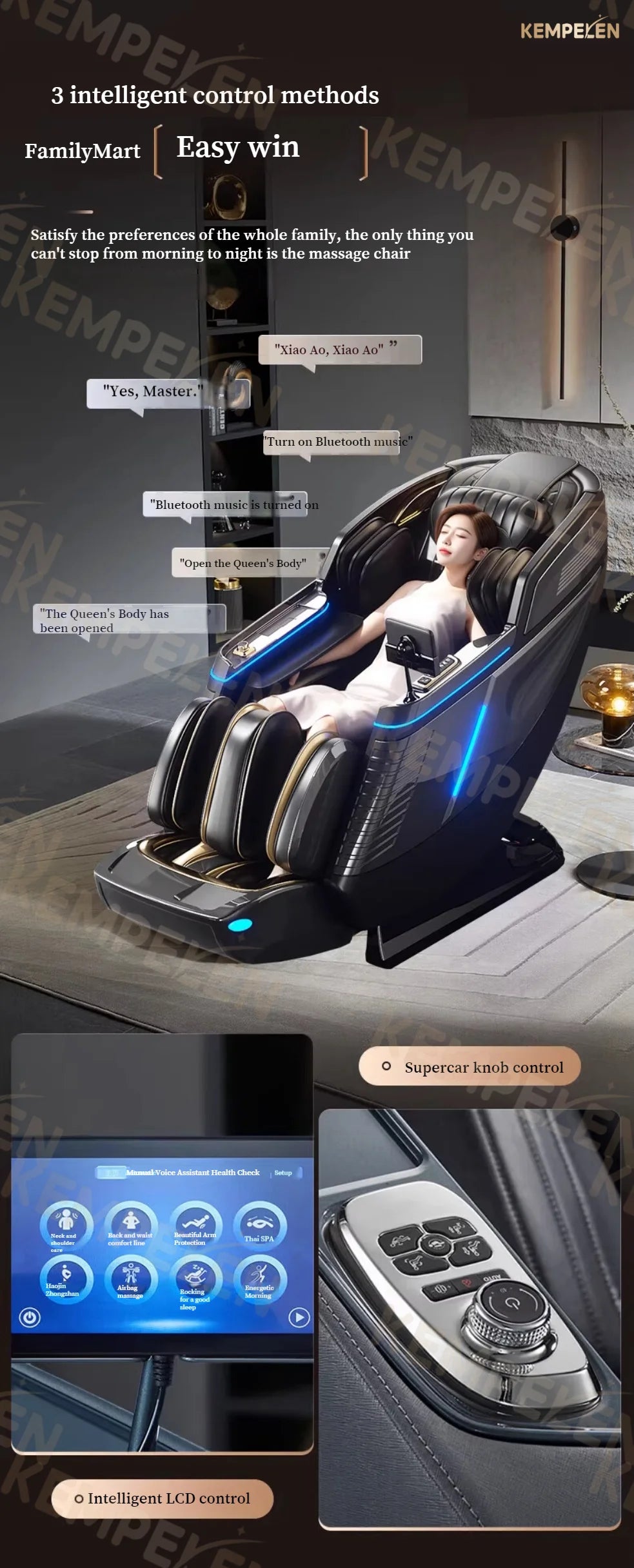Dual-Core 4-Hand Massage Chair – Full Body Airbag Wrap, Optical Body Scan, Extended SL Track, Deep Leg & Foot Massage