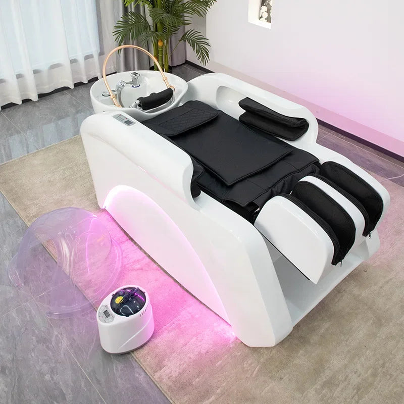 Automatic intelligent electric massage shampoo bed barber shop hair beauty hair treatment fumigation integrated bed