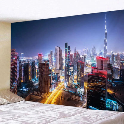New York City Night View Tapestry – Boho Wall Hanging &amp; Home Decor