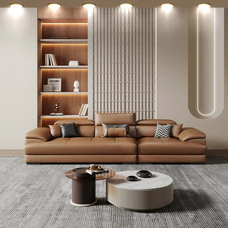 Europäisches Wohnzimmer-Sofa Echtleder-Ecksofa Modulares Luxus-Sofa Sala De Estar De Luxo Moderne Möbel