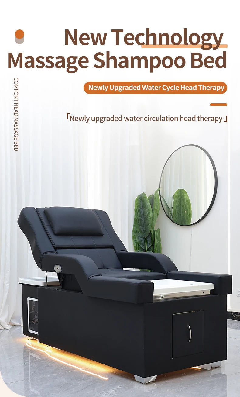 Professionelle elektrische Rückenlehne Lift Beauty SmartShampoo Bett Salon Haar- & Kopfhautpflege Fuß-Spa-Pediküre-Bett für Friseursalon