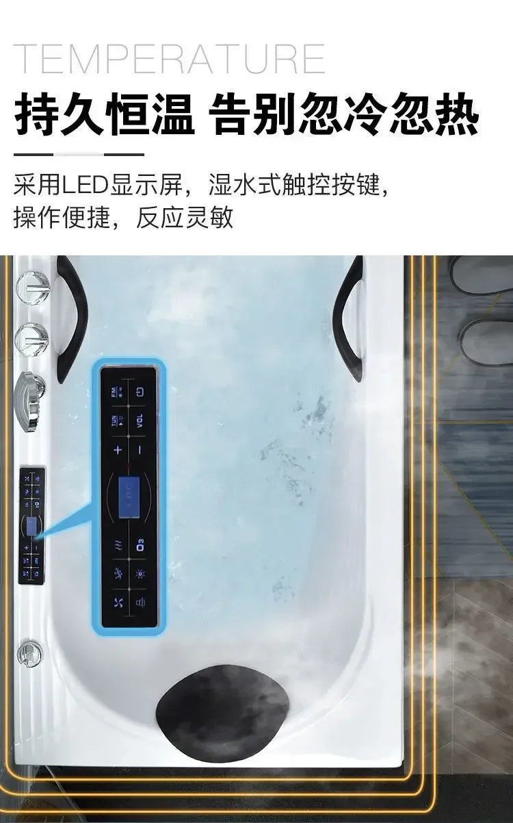 Thickened acrylic bathtub Small apartment Adult Surfing massage Constant temperature heating Smart