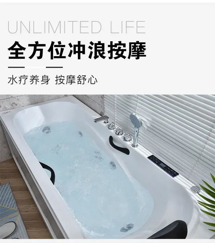Thickened acrylic bathtub Small apartment Adult Surfing massage Constant temperature heating Smart