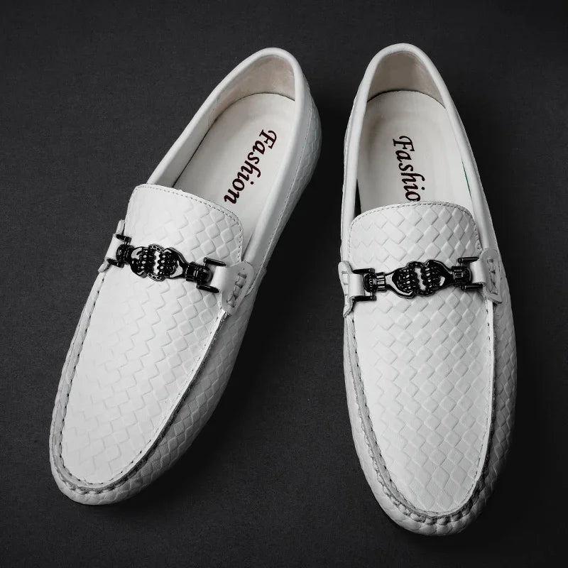 Herren Sommer Mokassins aus echtem Leder – Atmungsaktive Slip-On-Fahrschuhe