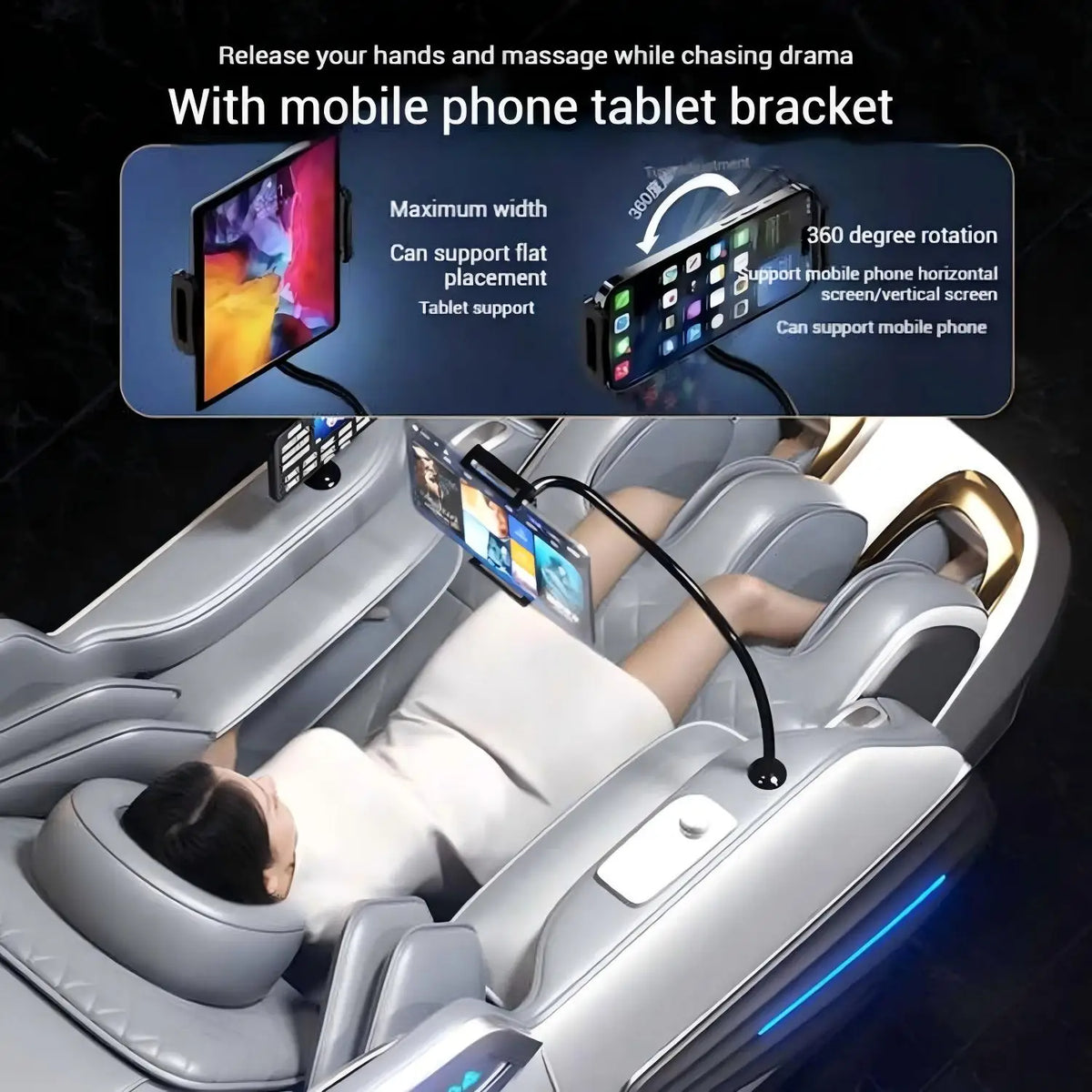 2025 4D-Massagesessel Shiatsu-Massage Ganzkörpermassagesessel Schwerelosigkeit, ausziehbare Fußstütze, SL Track Heizung Airbags, Heizung