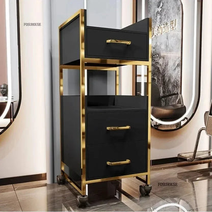 Spezielle Salon-Rollwagen Schrank Friseursalon Kommerzielle Möbel Barbier-Shop Multifunktionaler Aufbewahrungswagen mit Schublade