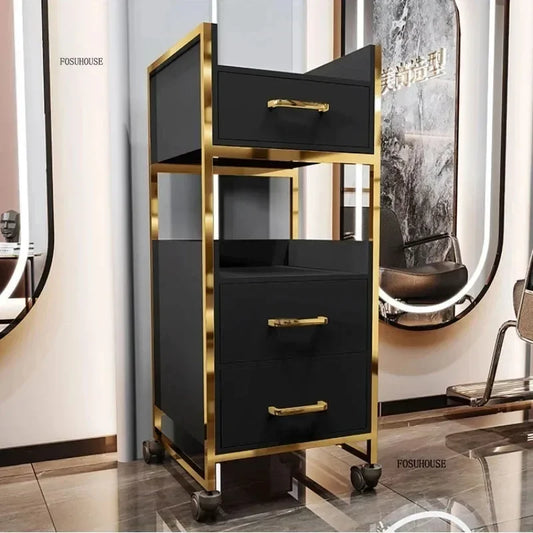 Spezielle Salon-Rollwagen Schrank Friseursalon Kommerzielle Möbel Barbier-Shop Multifunktionaler Aufbewahrungswagen mit Schublade