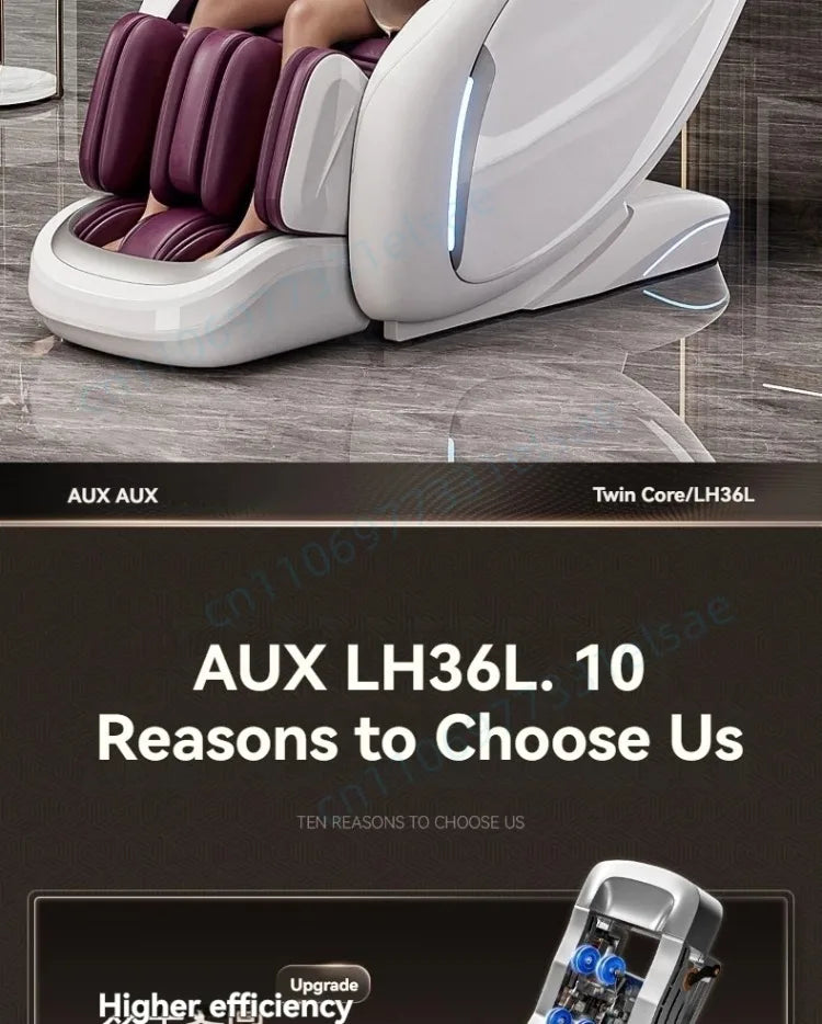 Fauteuil de massage intelligent 4D+4D, massage complet du corps, zéro gravité, fauteuil inclinable électrique Shiatsu avec rouleaux pour les pieds, scan corporel, chauffage