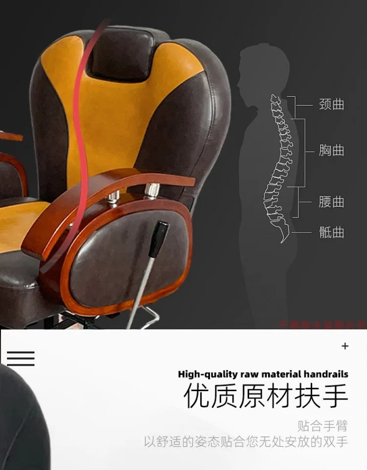Modern Luxury Barber Chairs Nordic Vintage Lift Swivel Barber Chairs Hairdresser Comfort Commercial Furniture Sandalye FYBC