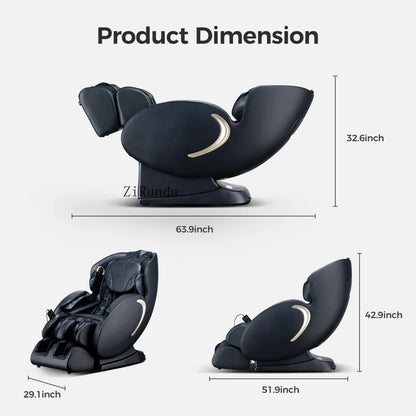 3D-Zero-Gravity-Massagesessel, Shiatsu-Ganzkörper-Liegesessel mit App, Schwarz