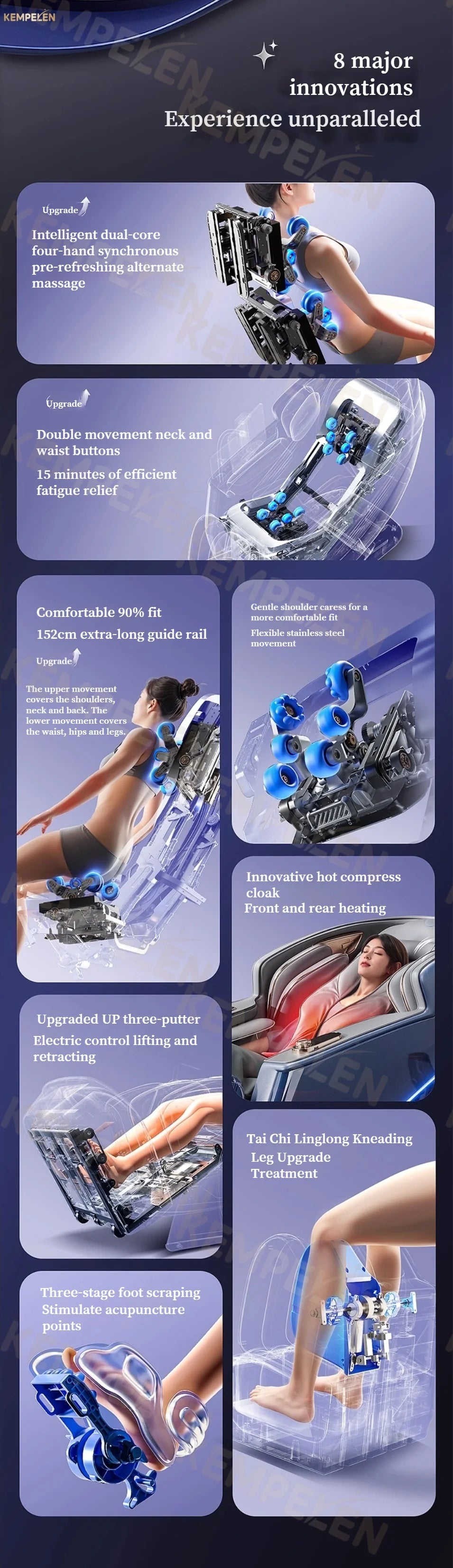 6D+ Dual-Core Massage Chair with 6-Hand 3D Therapy, Long SL Track & Heat – AI Voice Smart Relaxation for Total Body Comfort