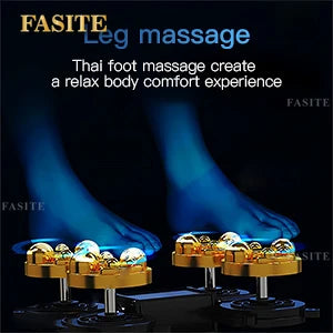 Nordisch-minimalistischer schwarzer Shiatsu-Ganzkörpermassagesessel mit Luftsystem und Schwerkraft, Bluetooth-Lautsprecher und Wermuttherapie