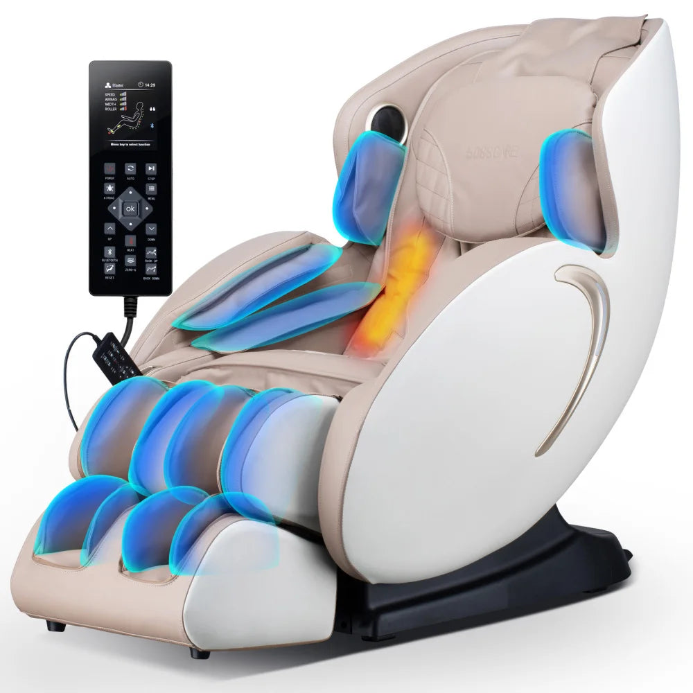 3D-Zero-Gravity-Massagesessel, Shiatsu-Ganzkörper-Liegesessel mit App, Schwarz