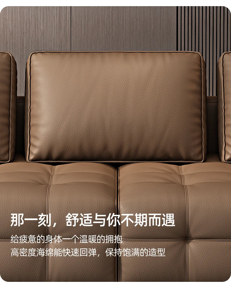Modern Minimalistisches neues Leder Wohnzimmer Lawrence Italienisches leichtes Luxus gerades L-förmiges modulares Faules Weiches Tatami Lounge Sofa