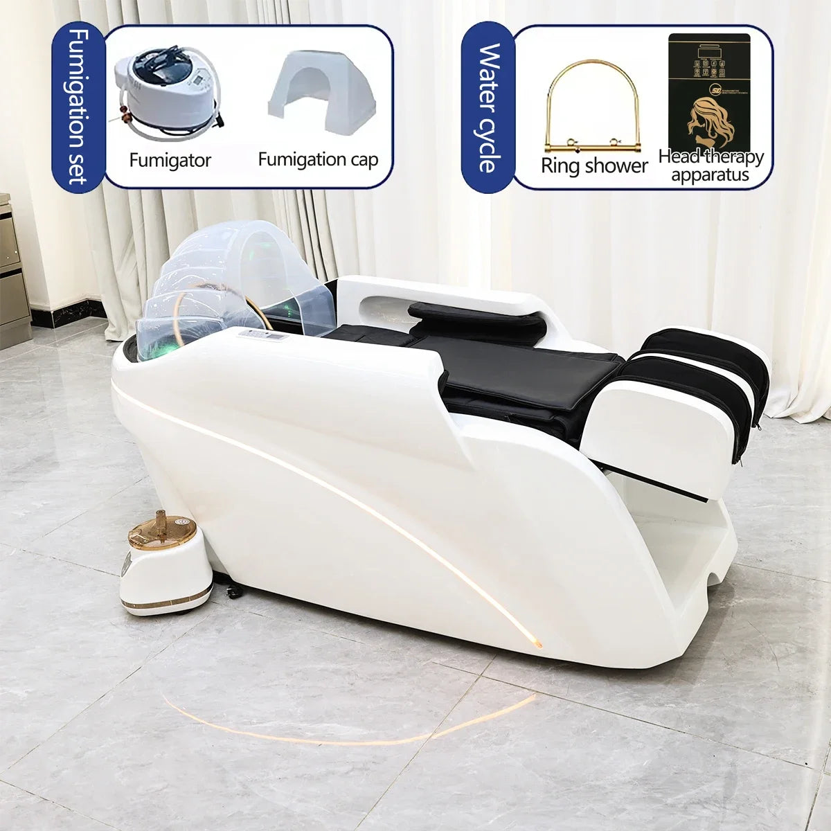 XinSheng Professionelles elektrisches Massagebett Kopf-SPA-Salon-Massagetisch Haarwasch-Räucherbetten Friseursalon Intelligente Möbel