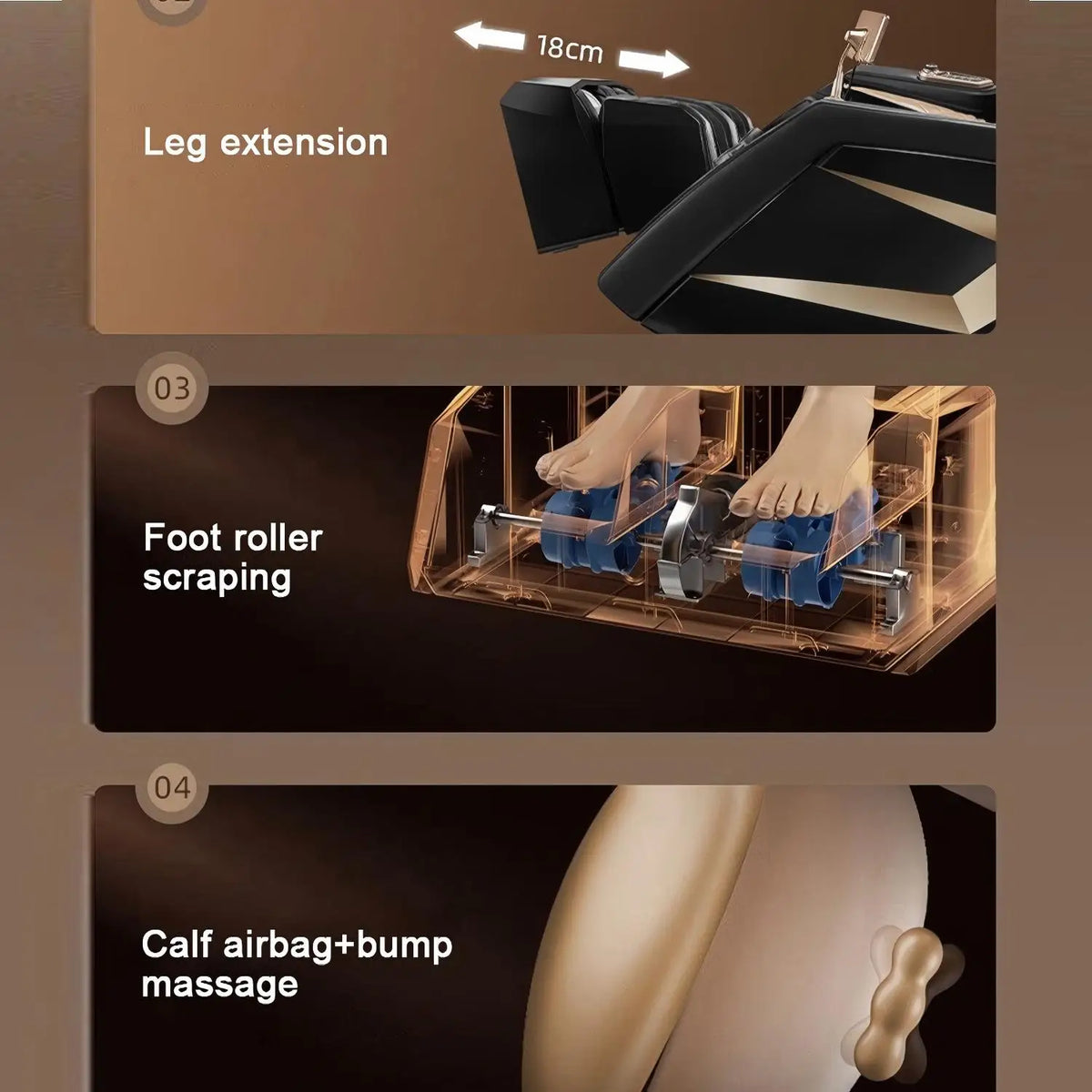 2025 4D-Massagesessel Ganzkörper-Massagesessel mit Schwerelosigkeit, verlängerter Fußstütze, SL-Schiene, Yoga-Stretch, Fußrollen und Heizung