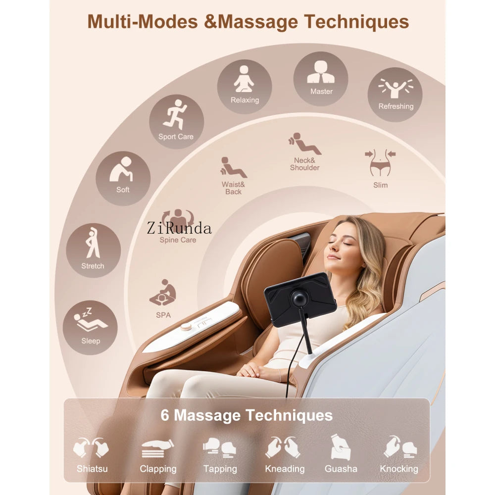 Ganzkörpermassagesessel Zero Gravity Fußrollen Rückenheizung LCD-Touchscreen SL-Track