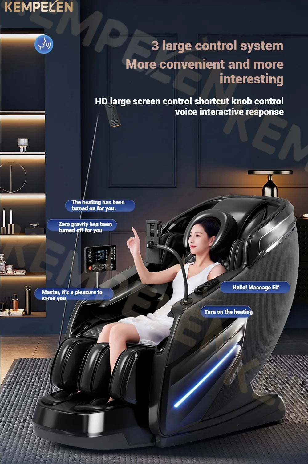 4D+ Jade 6-Rollen Massagesessel – Schwerelosigkeit, Thai-Stretch, KI-Sprache, 3 Jahre Garantie