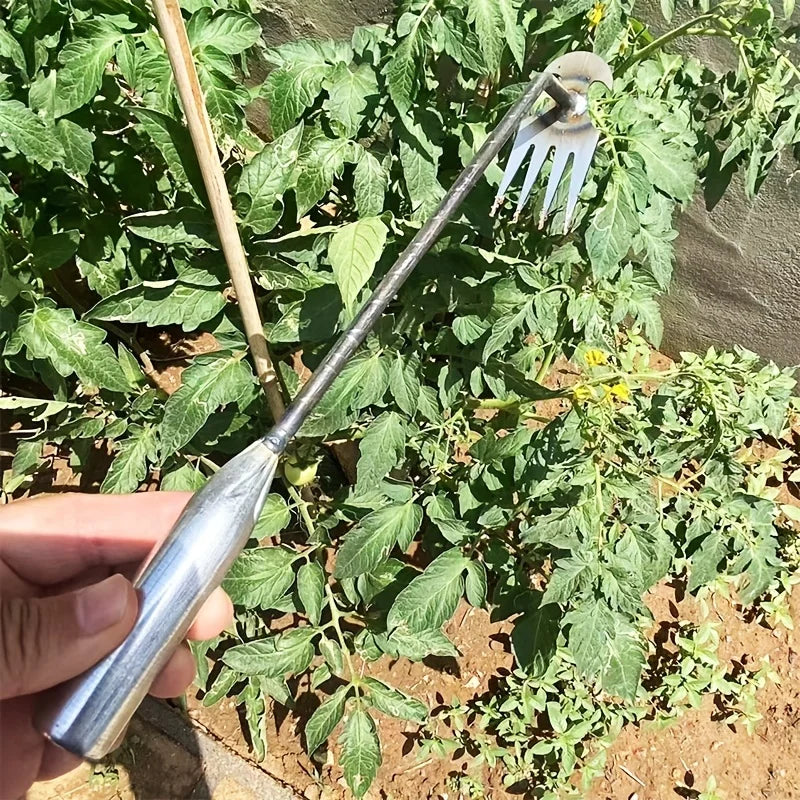 Petit extracteur de mauvaises herbes avec 4 dents, outils manuels de jardinage, outil de désherbage pour outil de désherbage ergonomique de cour (la poignée peut être 1 pièce