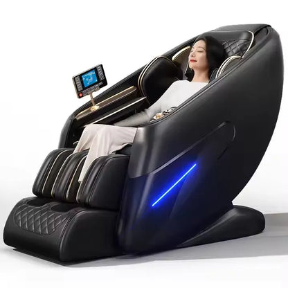 Home Use Smart Automatic Full Body SL Track Massage Chair with 3D Robot Arm Body Manipulator Long Rail PU Leather Material
