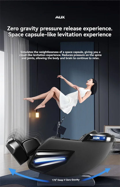 AUX 6D Shiatsu-Massagesessel, Smart-Massagesessel, Ganzkörper-Schwerelosigkeits-Streckmassagesessel, Relax-Massagesessel