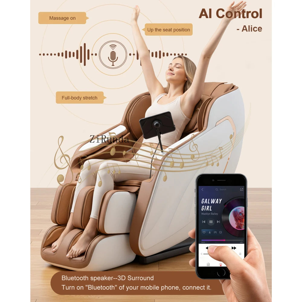 Ganzkörpermassagesessel Zero Gravity Fußrollen Rückenheizung LCD-Touchscreen SL-Track