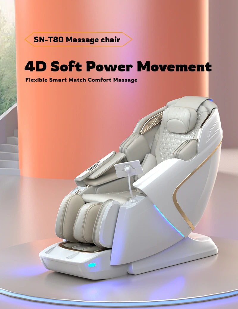 4D Zero Gravity Massage Chair with SL-Track/AirBag & 3D Body Scan - Dual Core Electric Recliner Sofa for Home Office