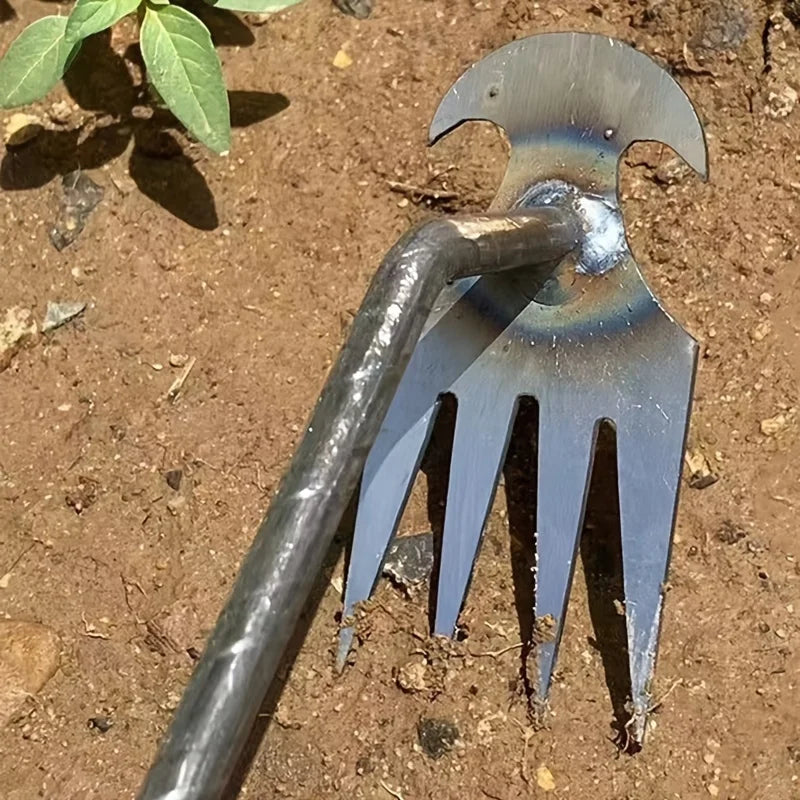 Petit extracteur de mauvaises herbes avec 4 dents, outils manuels de jardinage, outil de désherbage pour outil de désherbage ergonomique de cour (la poignée peut être 1 pièce