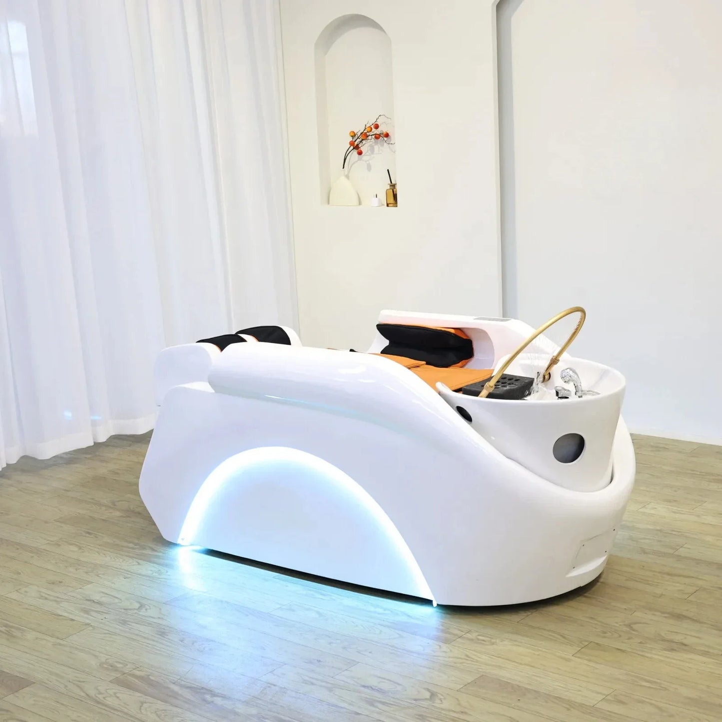 2026 Salon Shampoo-Massagebett mit integriertem Elektromassagegerät, Hydrotherapie Kopf-SPA, Gewerbemöbel, automatisch