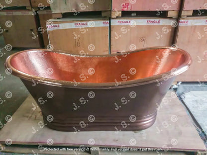 Grün Patiniertes Antik-Finish Freistehende Badewanne aus Kupfer Hochwertige handgefertigte elegante Standfuß-Badewanne