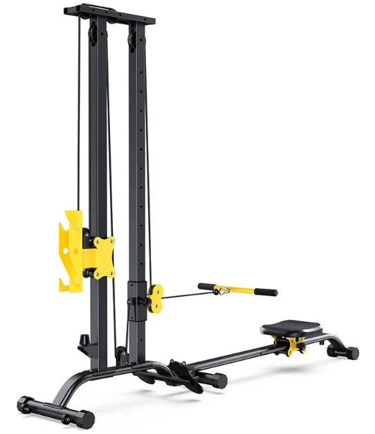 Home Gym LAT Pull Down Machine with High & Low Pulleys Fitness Rowing Machine100KG with LAT and Low Row Bars for Muscle Training
