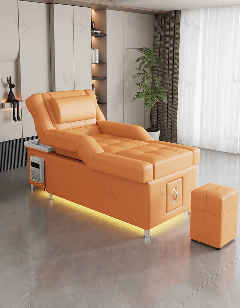 2026 Custom Luxury Modern Head Spa Foot Bath Back Lift Electric Reclining Massage Shampoo Bed