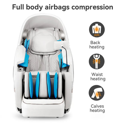 OSKOR 4D Zero Gravity Massagesessel Ganzkörperkabine mit Schlafhaube – Shiatsu Massagesessel mit Wärme, Körperscan, SL-Schiene