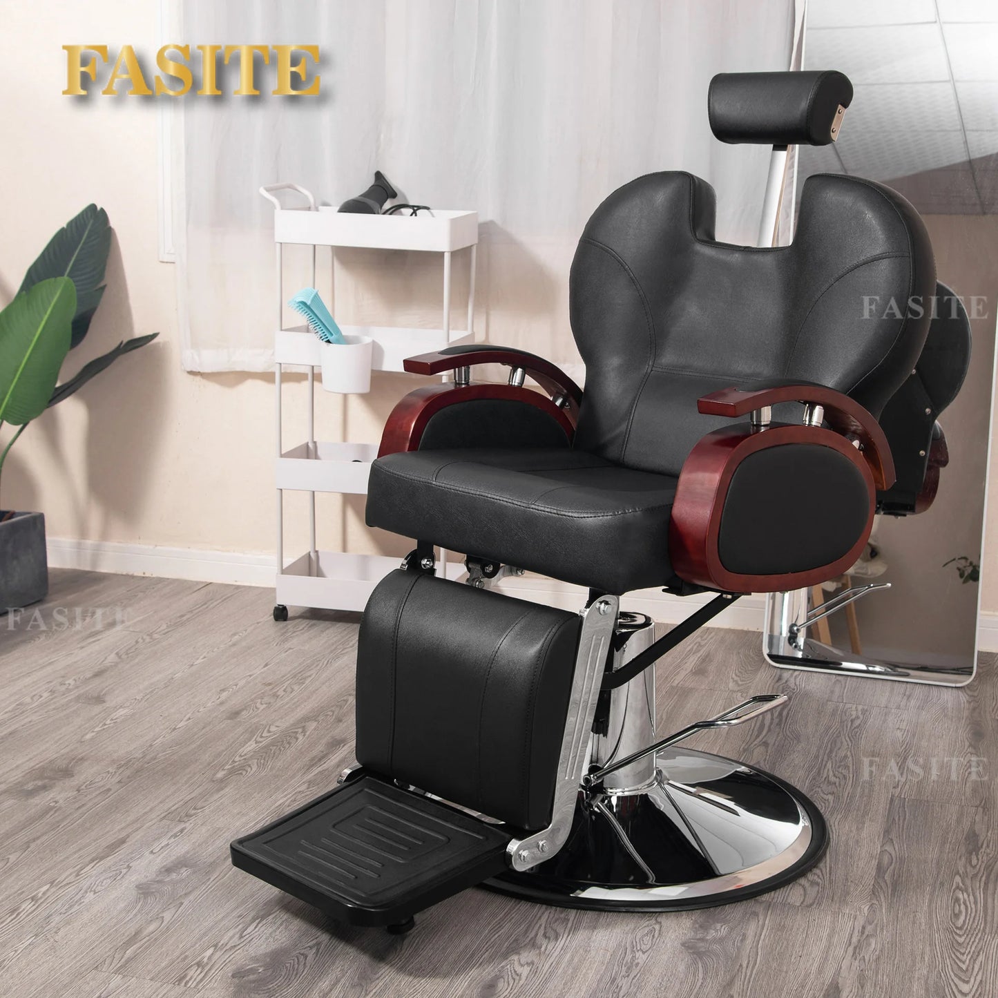 Verstellbarer Friseurstuhl Rasierstuhl Schönheitssalonstuhl Friseursalon Hydraulische Neigung 360° drehbarer Salonbedarf