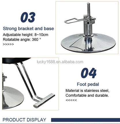 Verstellbarer Friseurstuhl mit Hydrauliklift 360° drehbar, PU-Leder Salonstuhl für Friseure, Beauty Spa Friseurladen