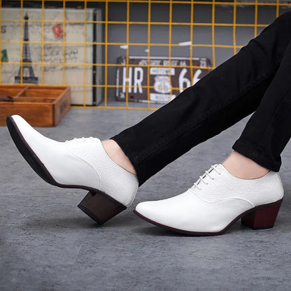 New Classic High Heel Men’s Leather Oxfords – Luxury Designer Wedding & Formal Shoes