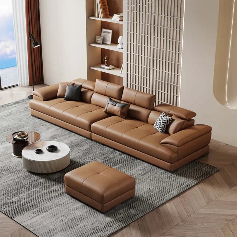 Europäisches Wohnzimmer-Sofa Echtleder-Ecksofa Modulares Luxus-Sofa Sala De Estar De Luxo Moderne Möbel