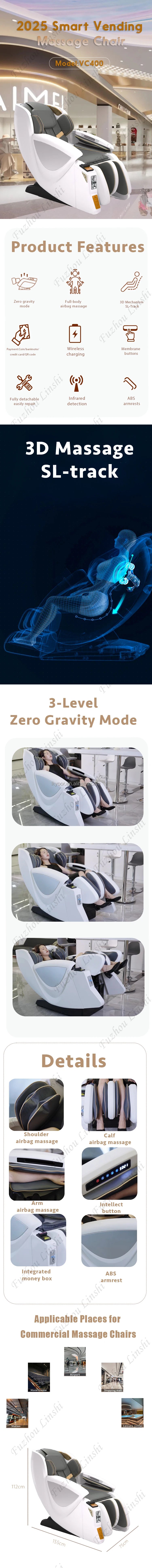 Neuer Design-Massagesessel Zero Gravity mit Münzsystem
