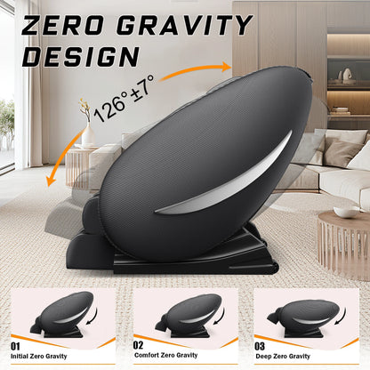 Massagesessel mit Zero-Gravity-Funktion, Ganzkörper-Massagesessel mit Heizung, Bluetooth-Lautsprecher, Airbags, Fußroller