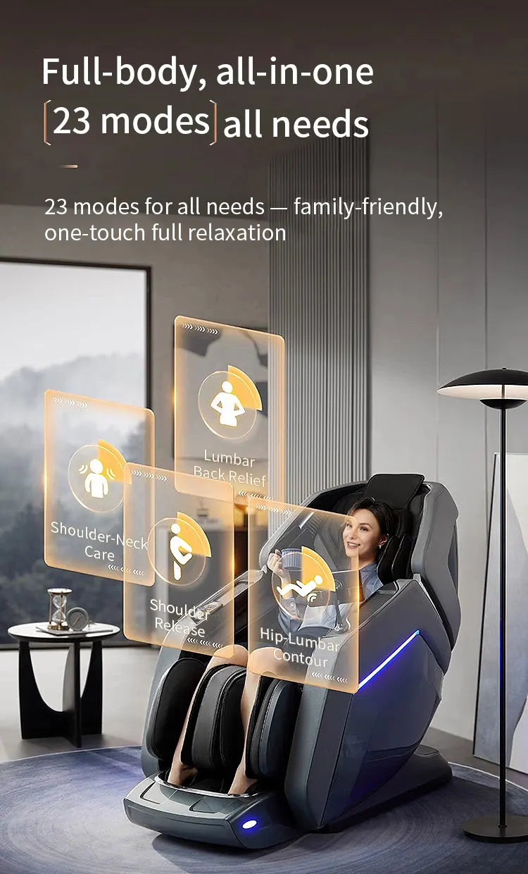 Zero Gravity Luxus Shiatsu Ganzkörper-Luftstreckungs-Doppelkern-Massagesessel