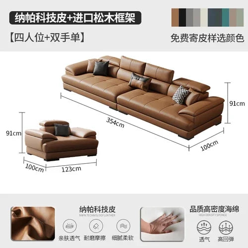 Europäisches Wohnzimmer-Sofa Echtleder-Ecksofa Modulares Luxus-Sofa Sala De Estar De Luxo Moderne Möbel