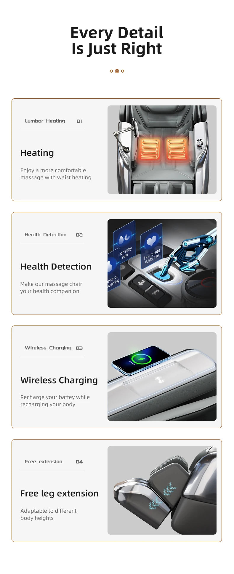 Massagesessel 5d Zero Gravity mit Heizung 2023 4d Massagesessel Kabelloses Telefonladegerät