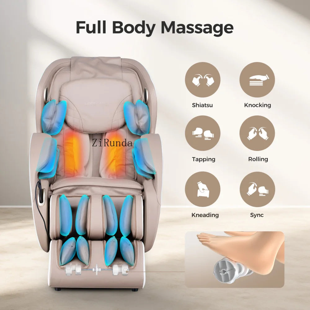 3D-Zero-Gravity-Massagesessel, Shiatsu-Ganzkörper-Liegesessel mit App, Schwarz