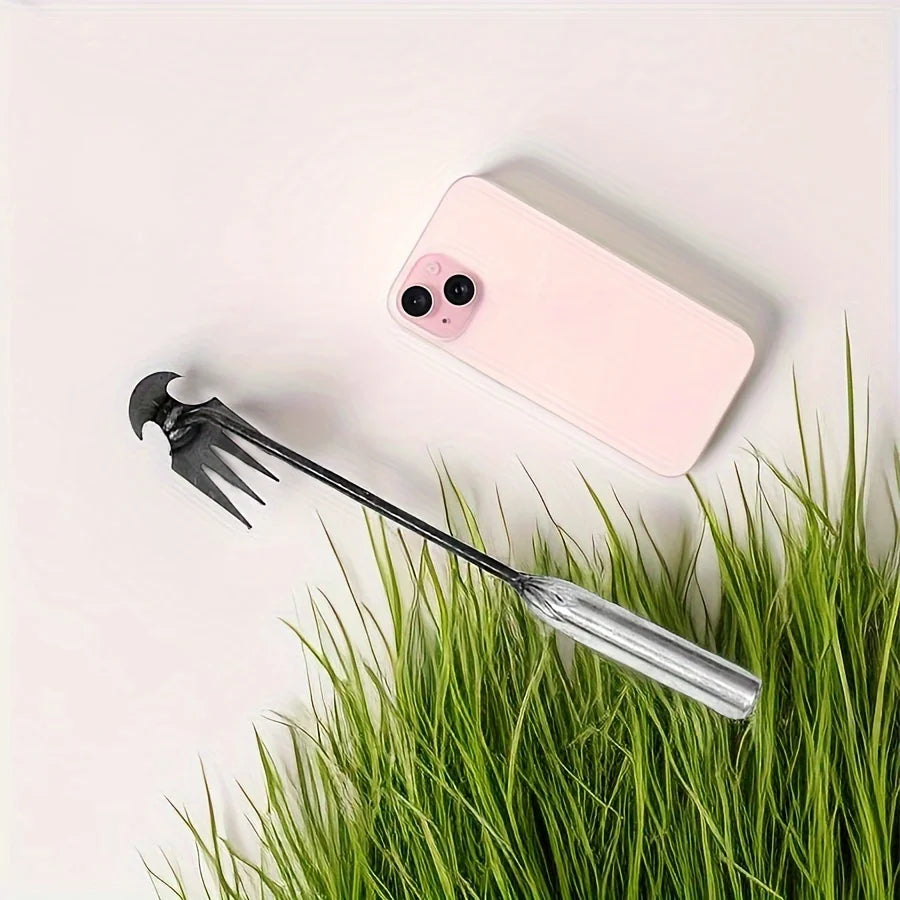 Petit extracteur de mauvaises herbes avec 4 dents, outils manuels de jardinage, outil de désherbage pour outil de désherbage ergonomique de cour (la poignée peut être 1 pièce
