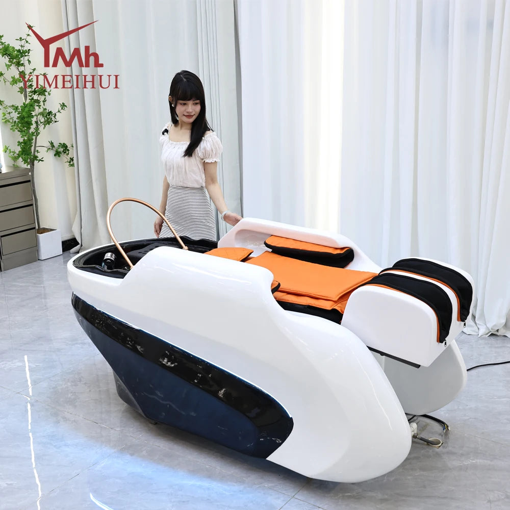 Custom luxury salon wash basin 4d full body electric massage spa beds wide shampoo bed